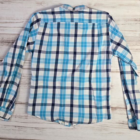 Abercrombie & Fitch Blue and White Plaid Button Down Shirt sz L - Picture 3 of 3